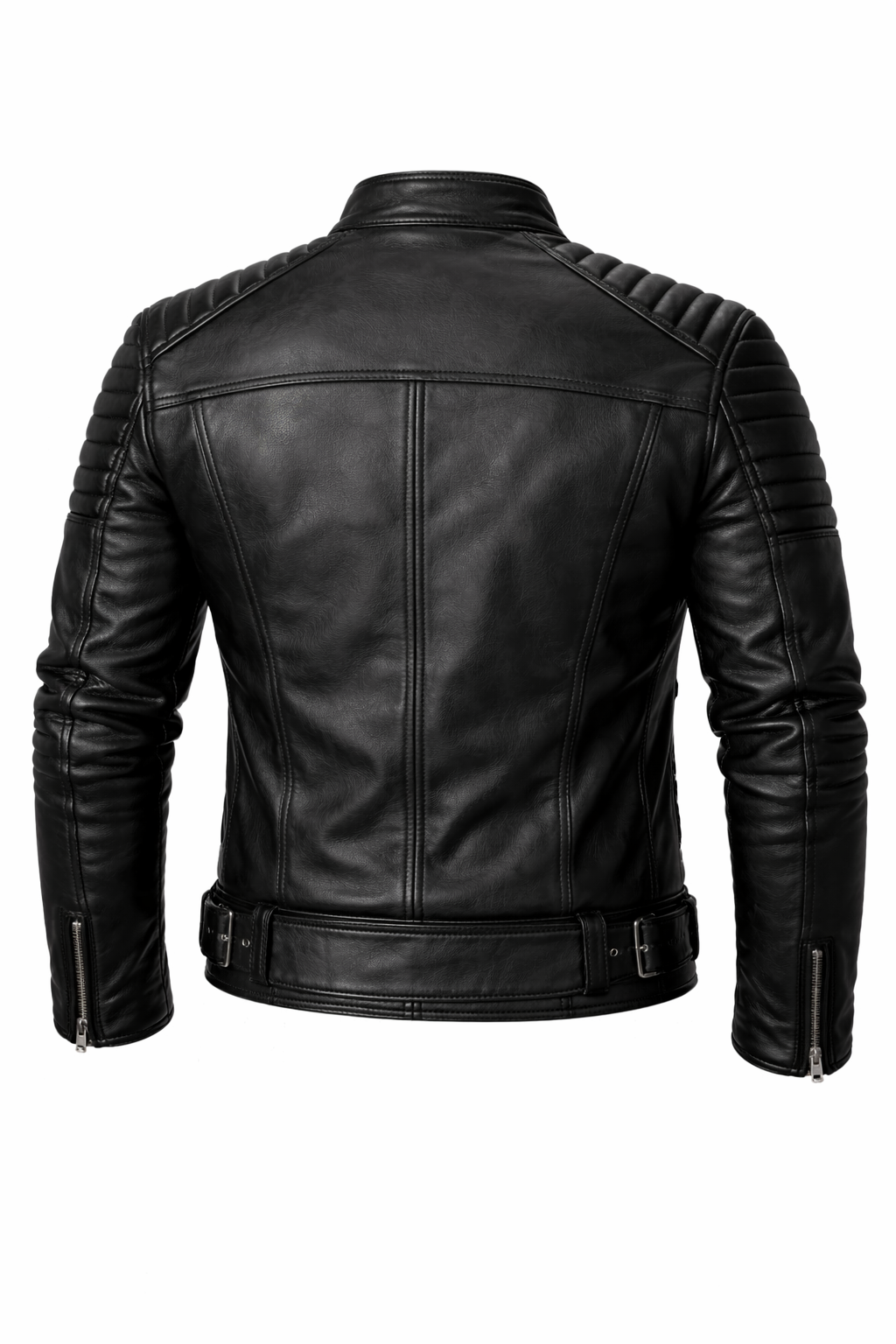 Men’s Premium Black Leather Biker Jacket – Slim Fit Cafe Racer Motorcycle Jacket