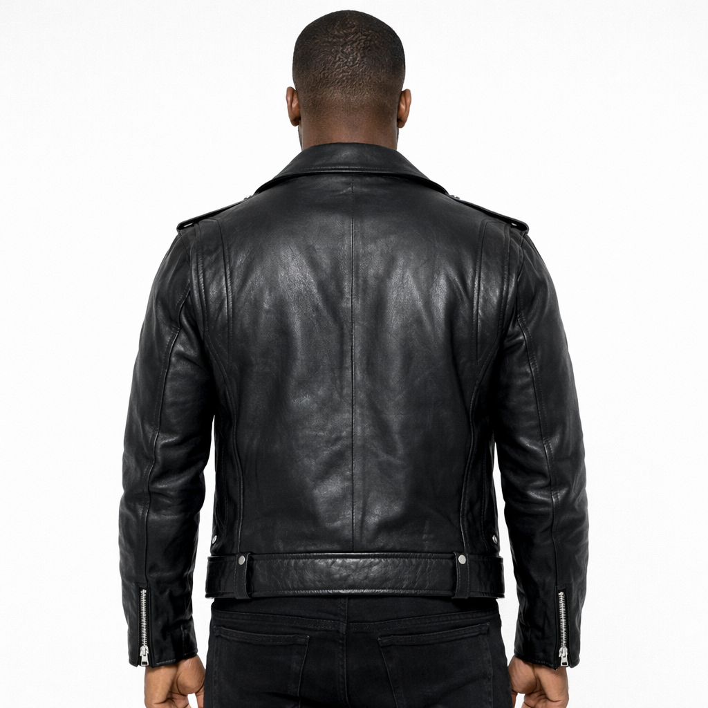 Men’s Premium Black Biker Leather Jacket – Classic Motorcycle Style Genuine Leather Jacket for Men