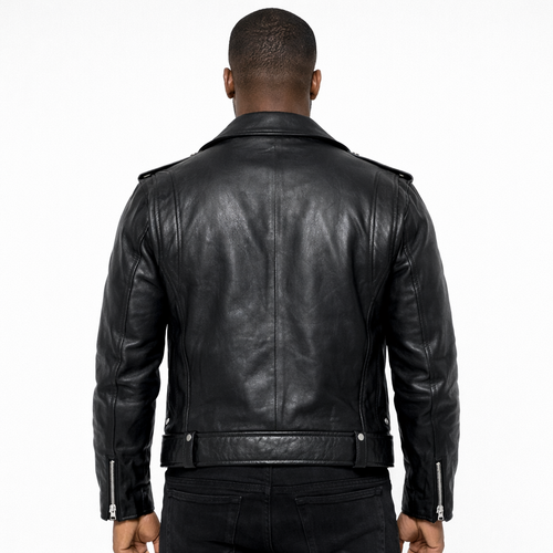 Men’s Premium Black Biker Leather Jacket – Classic Motorcycle Style Genuine Leather Jacket for Men