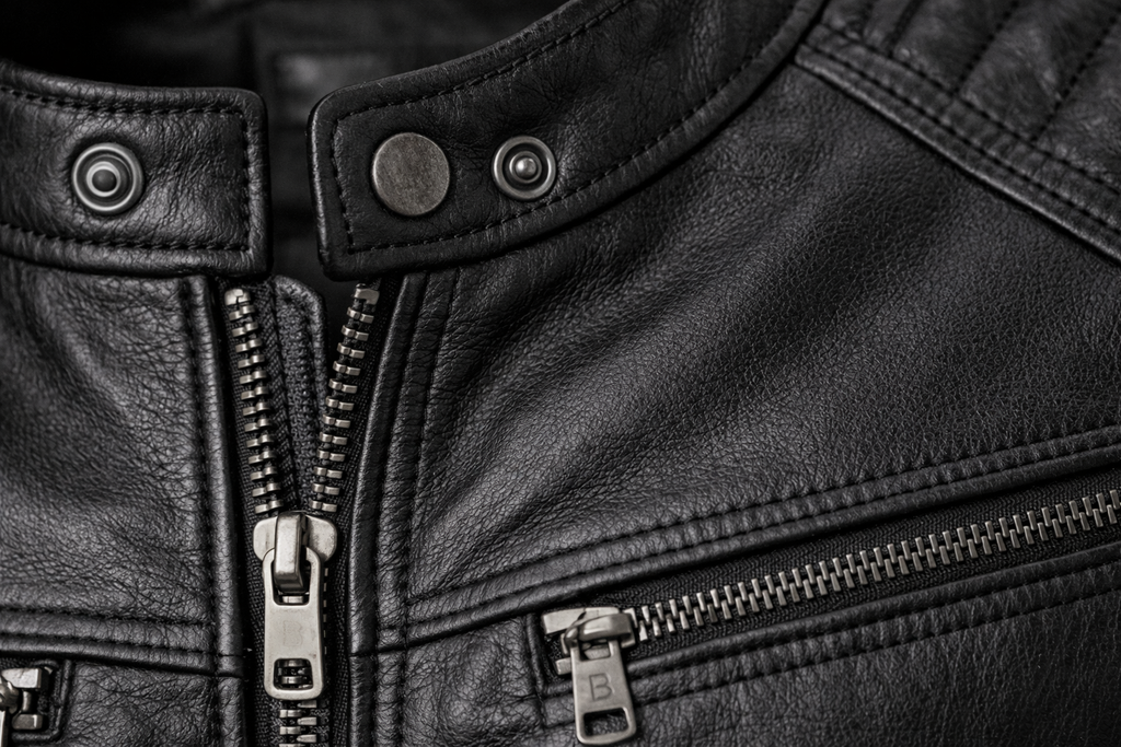 Men’s Premium Black Leather Biker Jacket – Slim Fit Cafe Racer Motorcycle Jacket