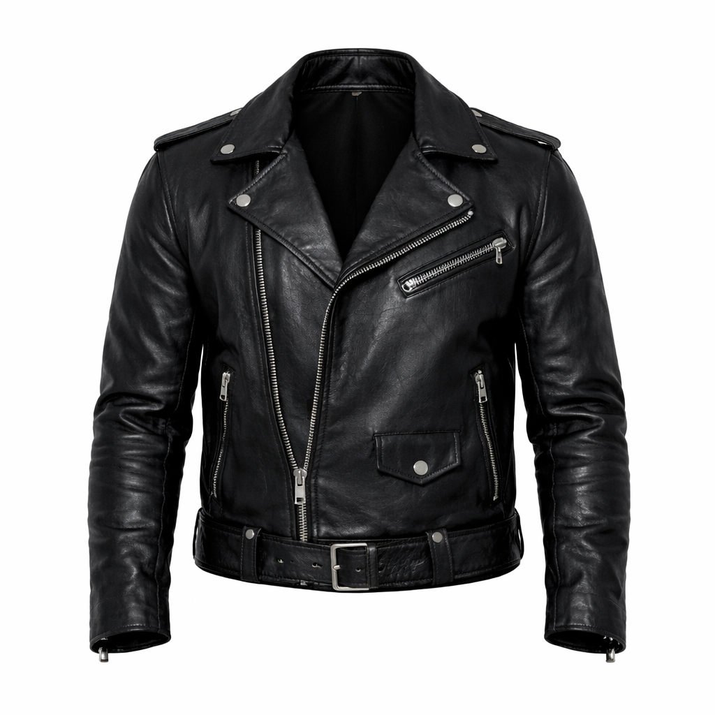Men’s Premium Black Biker Leather Jacket – Classic Motorcycle Style Genuine Leather Jacket for Men
