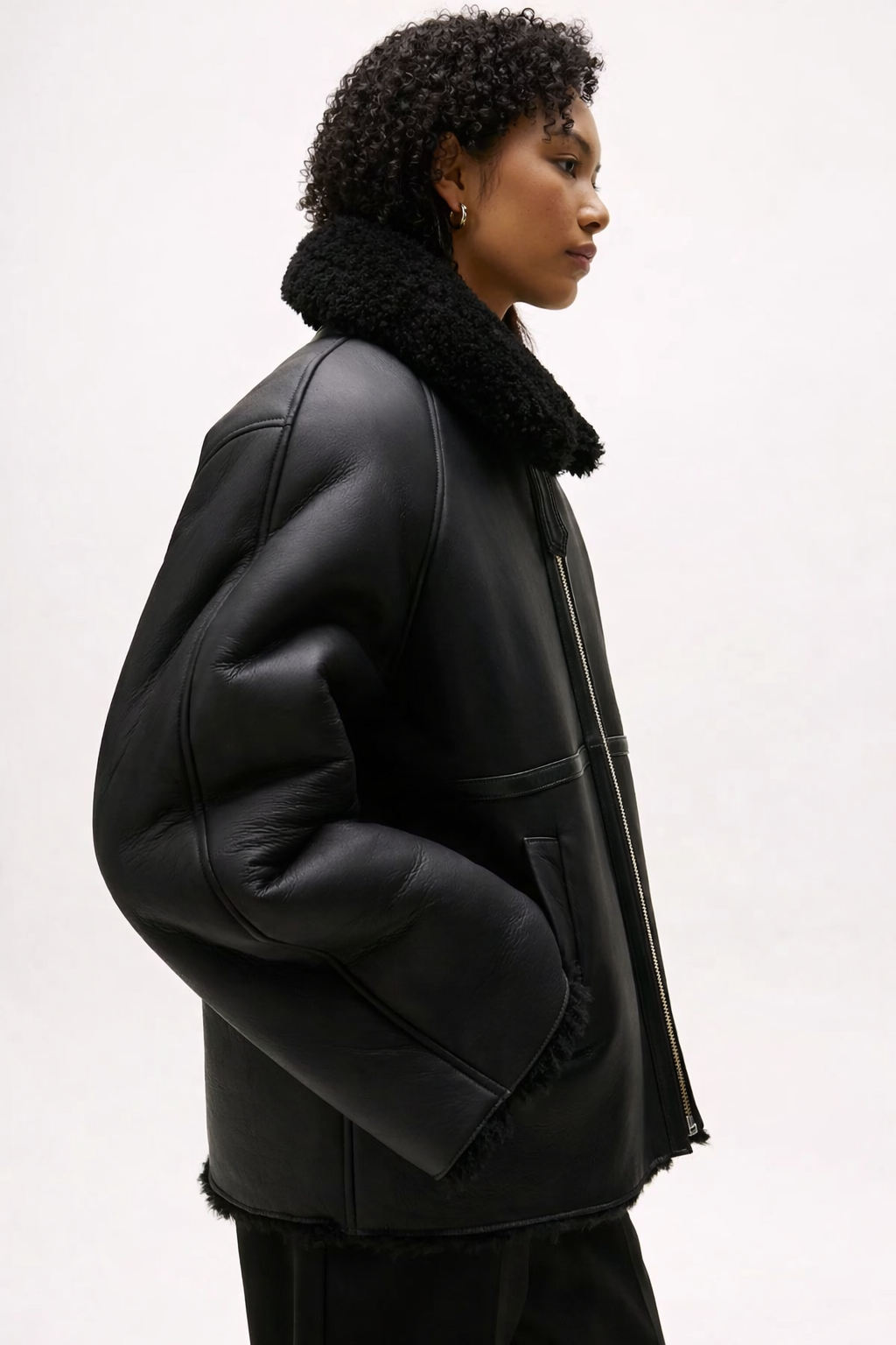 Shearling Leather Aviator Jacket